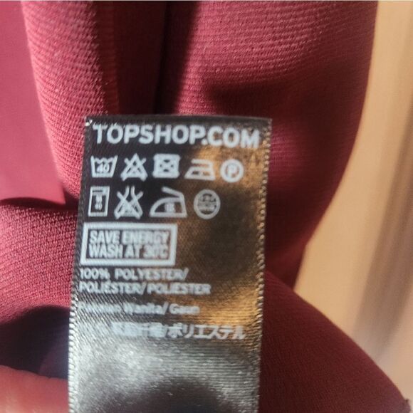 Topshop 2 Burgundy Cold Shoulder Cut Out Trapeze Women’s Mini Dress - Picture 12 of 12